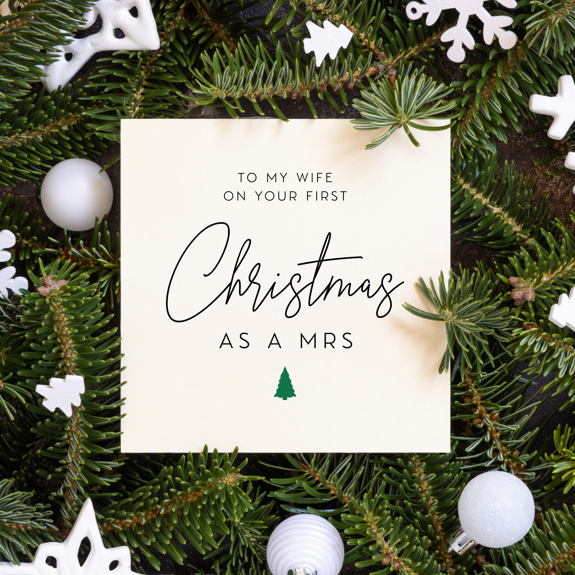 Wife First Christmas As Mrs Greeting Card