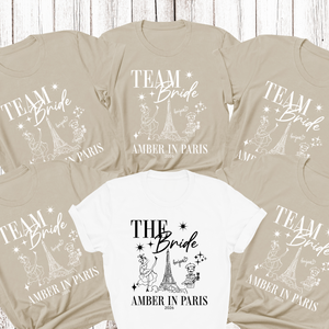 Personalised 'In Paris' Hen Party T-Shirts - Sand