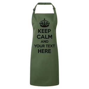 Personalised Keep Calm Bib Apron, Custom Text Apron