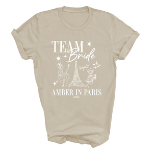 Personalised 'In Paris' Hen Party T-Shirts - Sand
