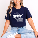 Load image into Gallery viewer, Gettin' Married Gettin' Rowdy Last Rodeo Personalised Hen Party T-Shirt Navy
