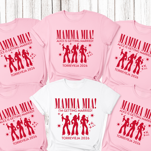 Personalised Hen Party Tshirts Mamma Mia Bridal Party Shirts (Pink)