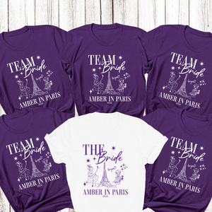 Personalised 'In Paris' Hen Party T-Shirts - Purple