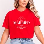Load image into Gallery viewer, Just Married Club Personalised T-Shirt, Matching Newlywed Couple Honeymoon Tee
