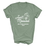 Load image into Gallery viewer, Just Married Personalised T-Shirts, Matching Newlywed Couple Honeymoon Tees
