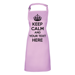 Personalised Keep Calm Bib Apron, Custom Text Apron
