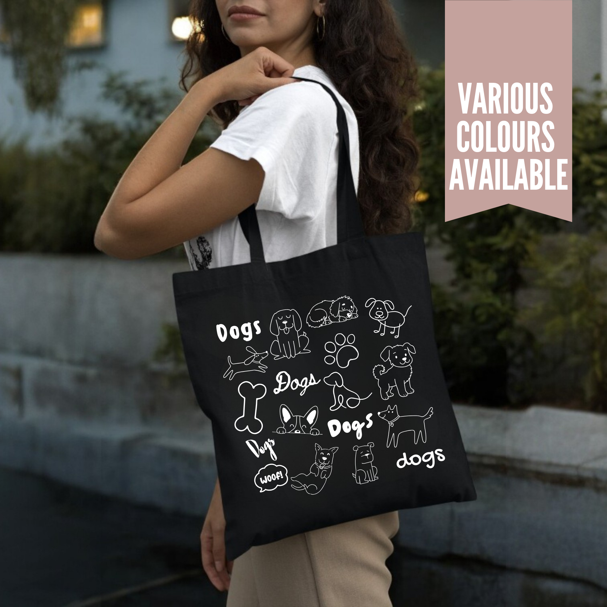 Dog Doodle Tote Bag UK | Cotton Reusable Shopper | Dog Lover Gift