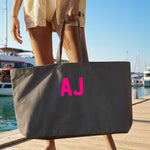 Load image into Gallery viewer, Personalised Initials Oversized Canvas Tote Bag
