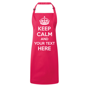 Personalised Keep Calm Bib Apron, Custom Text Apron