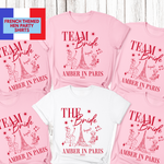 Load image into Gallery viewer, Personalised &#39;In Paris&#39; Hen Party T-Shirts - Light Pink
