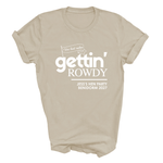 Load image into Gallery viewer, Gettin' Married Gettin' Rowdy Last Rodeo Personalised Hen Party T-Shirt Sand
