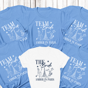 Personalised 'In Paris' Hen Party T-Shirts - Blue