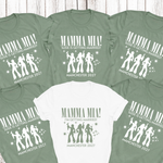 Load image into Gallery viewer, Personalised Hen Party T-shirts Mamma Mia Bridal Party Shirts in sage
