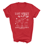 Load image into Gallery viewer, Last Spritz As A Miss Personalised Hen Party T-Shirts Red

