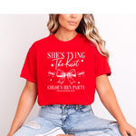 Load image into Gallery viewer, Personalised Hen Party T shirts Tying The Knot Bridal Party Shirts (Red)
