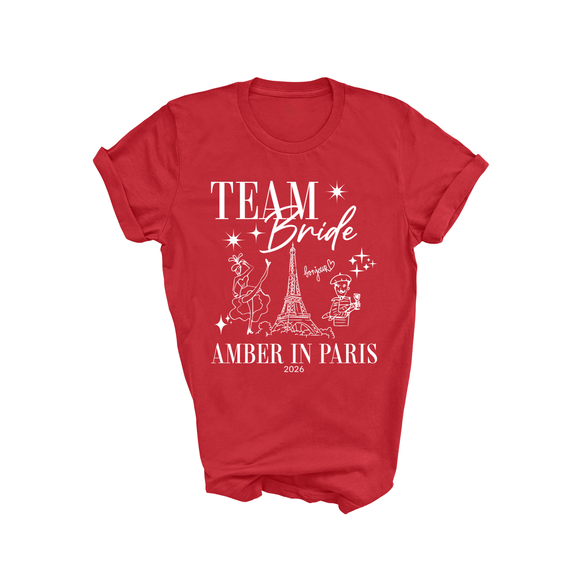 Personalised 'In Paris' Hen Party T-Shirts - Red