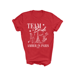 Personalised 'In Paris' Hen Party T-Shirts - Red
