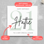 Load image into Gallery viewer, Personalised 21st Birthday Card Name Card
