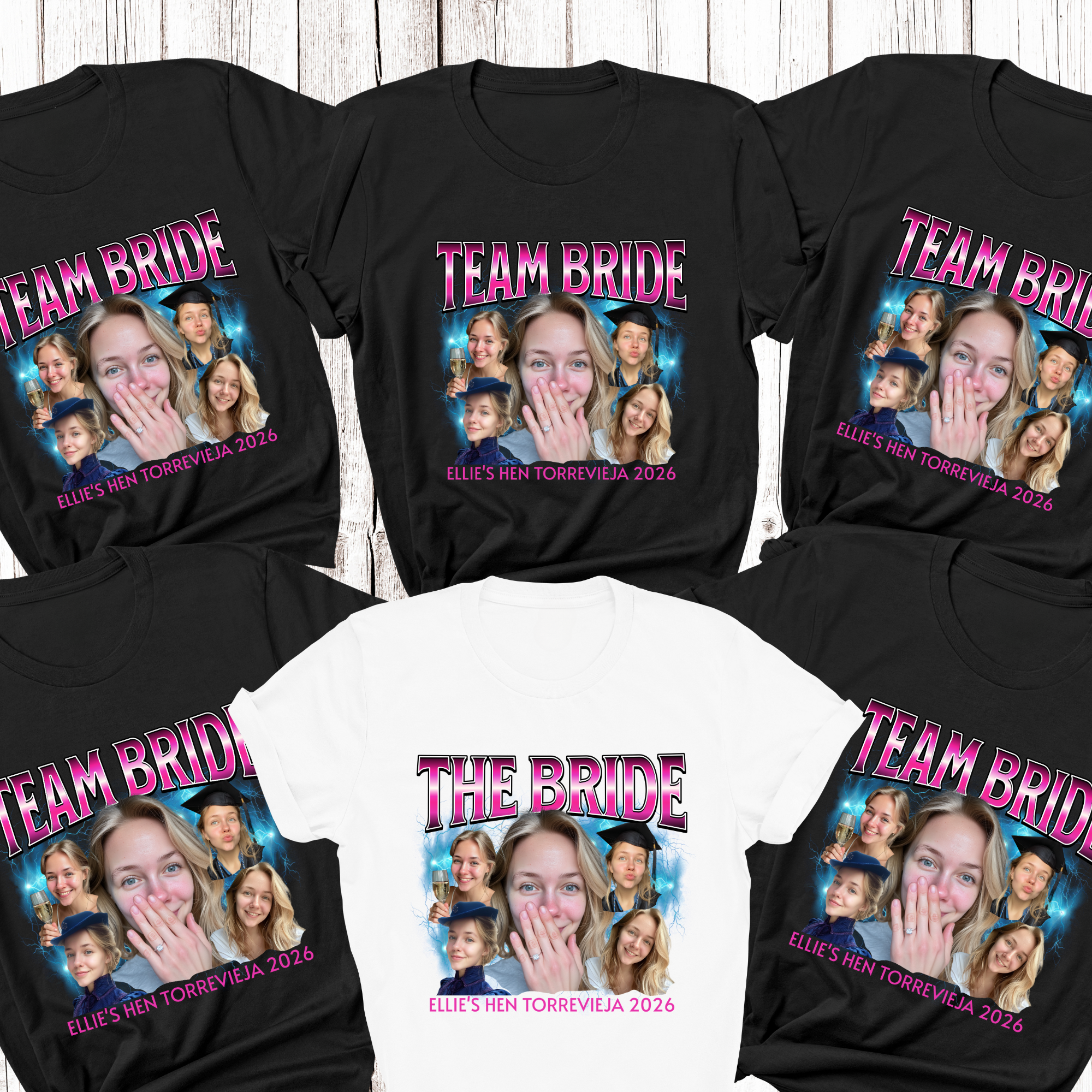 Personalised Hen Party T Shirts Custom Bride & Team Bride Tops with Photo