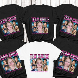 Personalised Hen Party T Shirts Custom Bride & Team Bride Tops with Photo