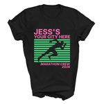 Load image into Gallery viewer, Personalised Running Marathon Support Crew T-Shirt | Custom Team Name and Location Retro Running Tee
