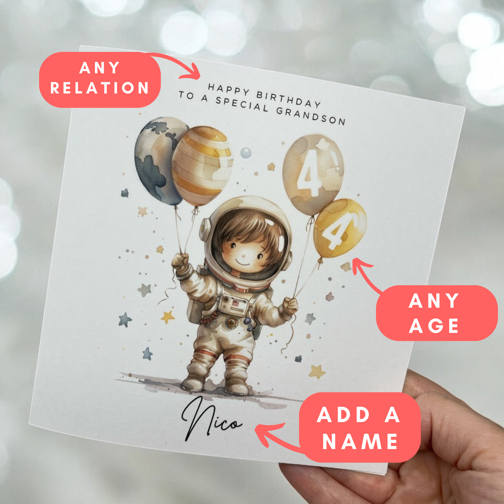Personalised Astronaut Birthday Greeting Card