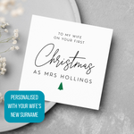 Load image into Gallery viewer, Wife First Christmas As Mrs Personalised New Surname Greeting Card
