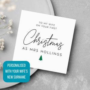Wife First Christmas As Mrs Personalised New Surname Greeting Card