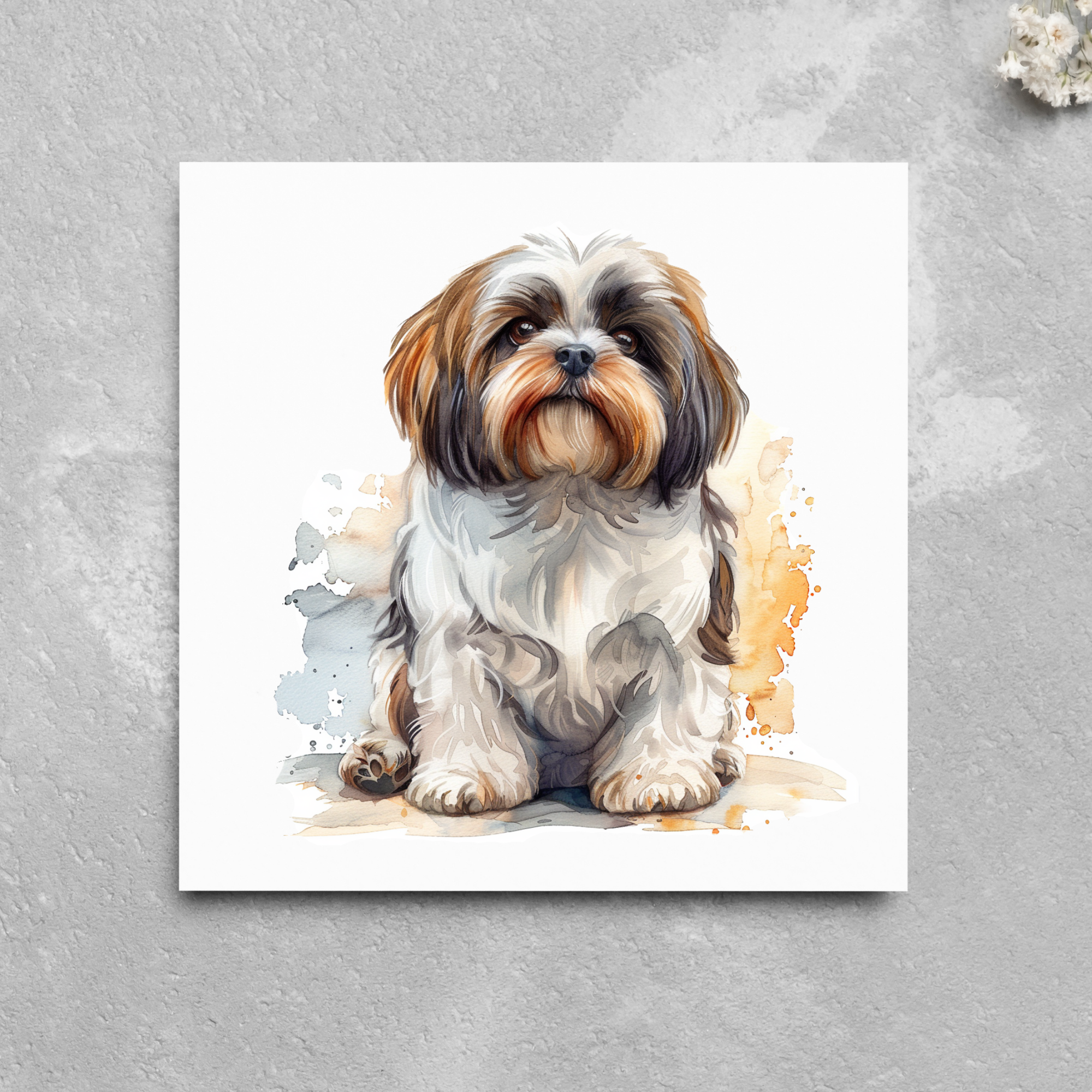 Shih Tzu Dog Pet Lover Watercolour Style Greeting Card