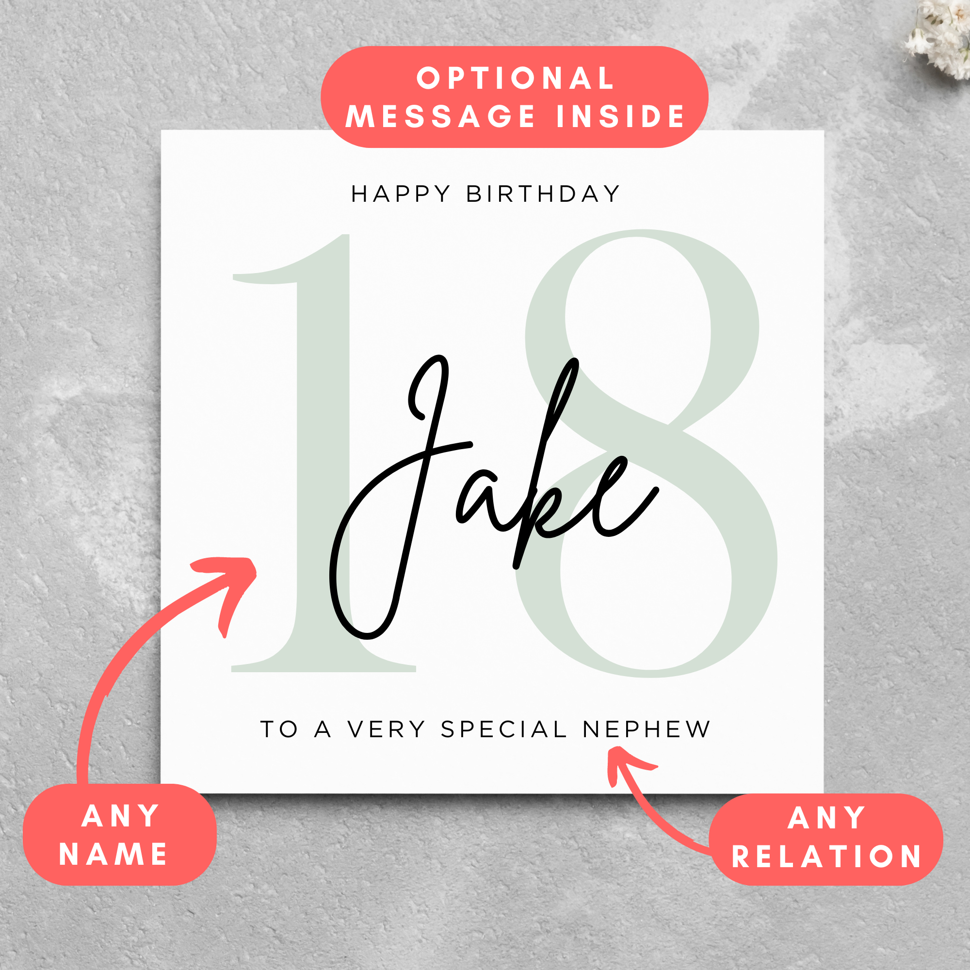 Personalised 18th Birthday Card Name Card