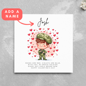 Personalised Soldier Name Valentine's Day Card