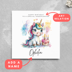 Load image into Gallery viewer, Personalised Name Unicorn Birthday Card
