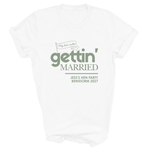 Load image into Gallery viewer, Gettin' Married Gettin' Rowdy Last Rodeo Personalised Hen Party T-Shirt Sage
