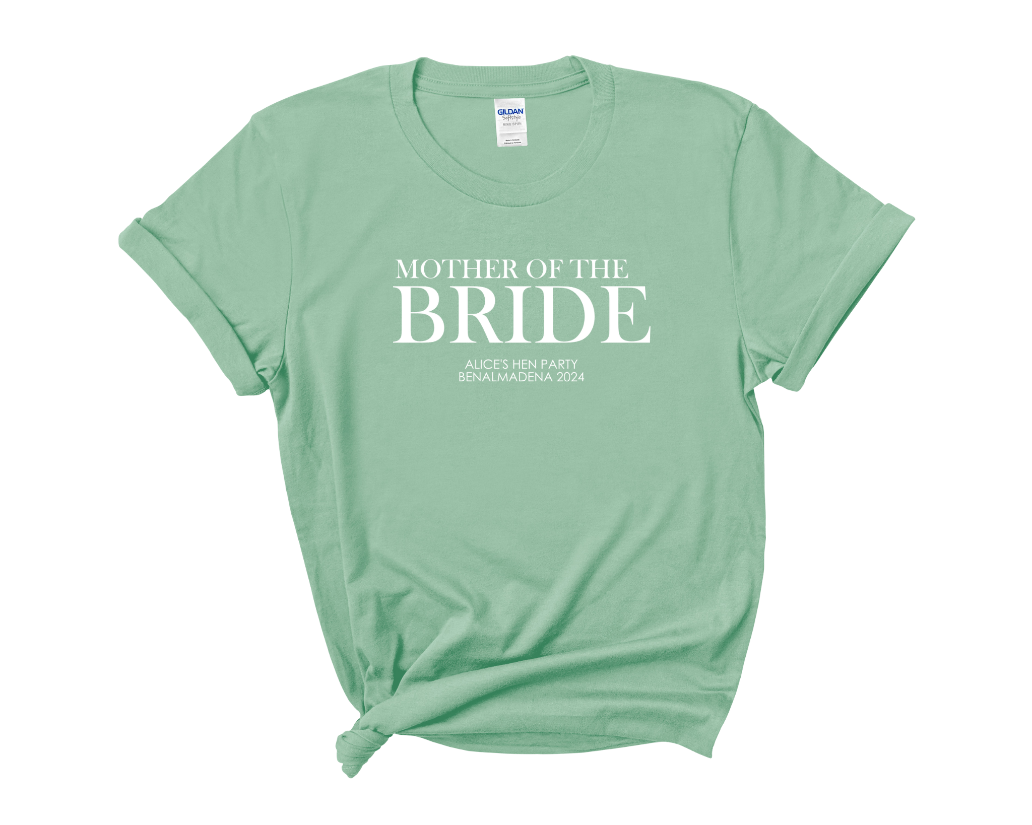 Custom Personalised Hen Party T shirts Bridal Role Mint