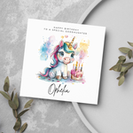 Load image into Gallery viewer, Personalised Name Unicorn Birthday Card
