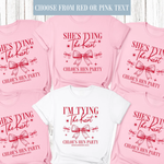 Load image into Gallery viewer, Personalised Hen Party T-shirts Tying The Knot Bridal Party Shirts in light pink
