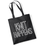 Load image into Gallery viewer, Knit Happens Tote Bag Funny Knitting Tote with Neon Text
