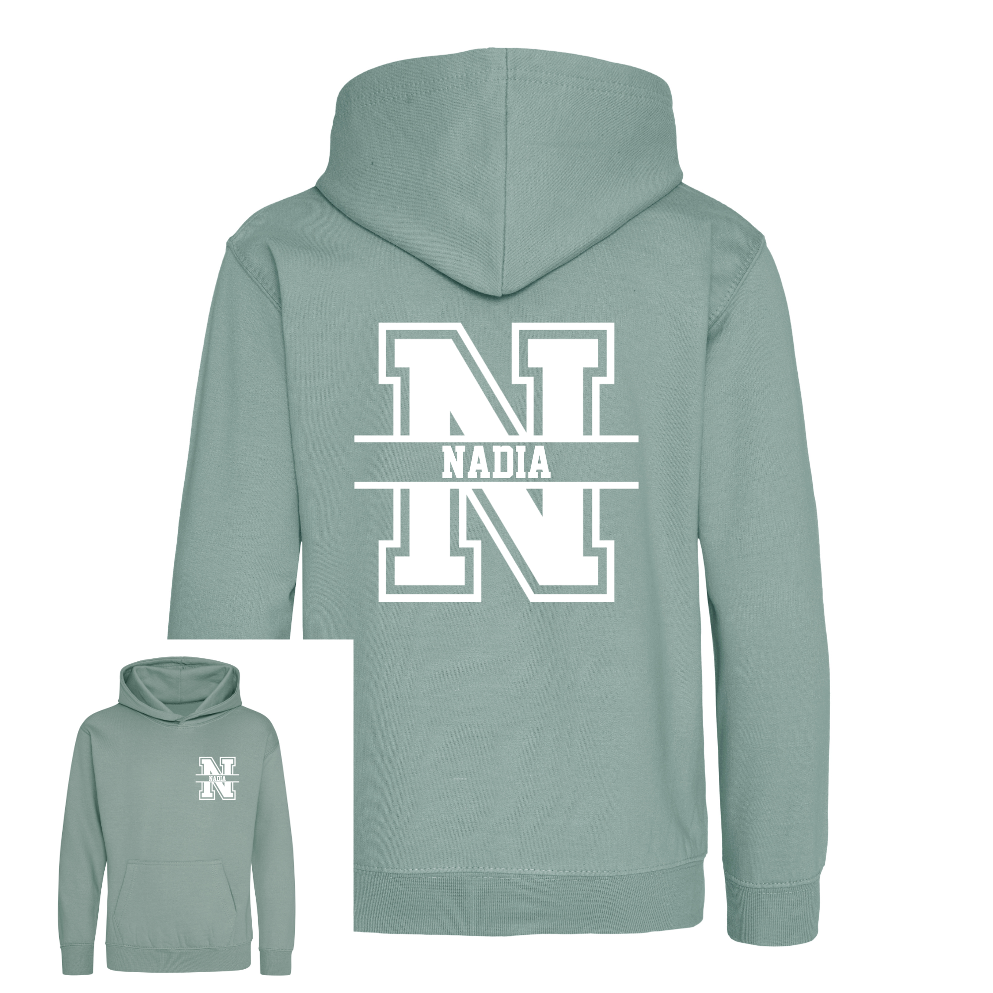 Kids Personalised Sport Hoodie Team Kit NAME & INITIAL Split Initial