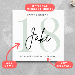 Personalised 18th Birthday Card Name Card