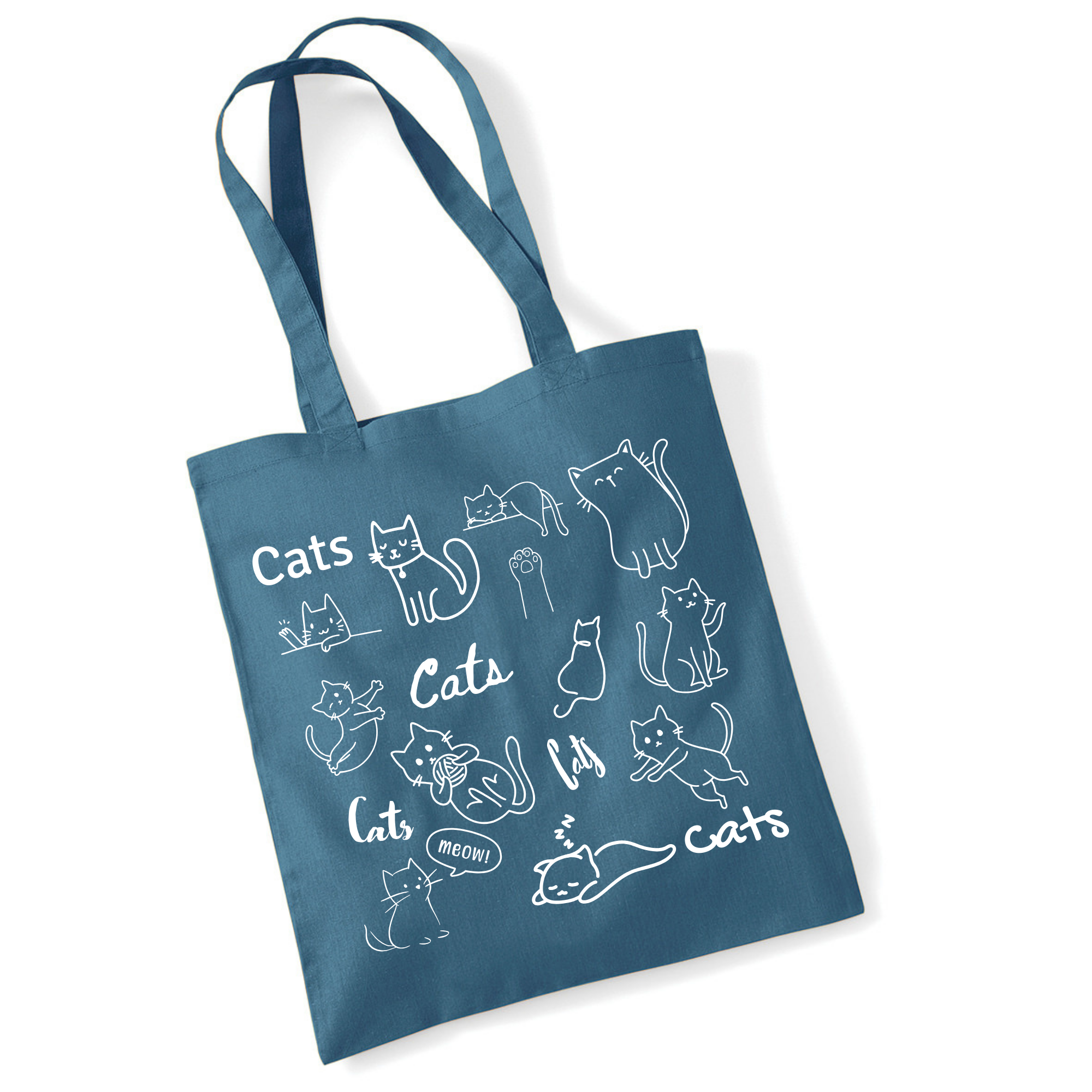 Cat Doodle Tote Bag UK | Cotton Reusable Shopper | Cat Lover Gift