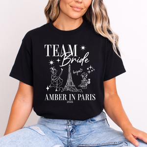 Personalised 'In Paris' Hen Party T-Shirts - Black