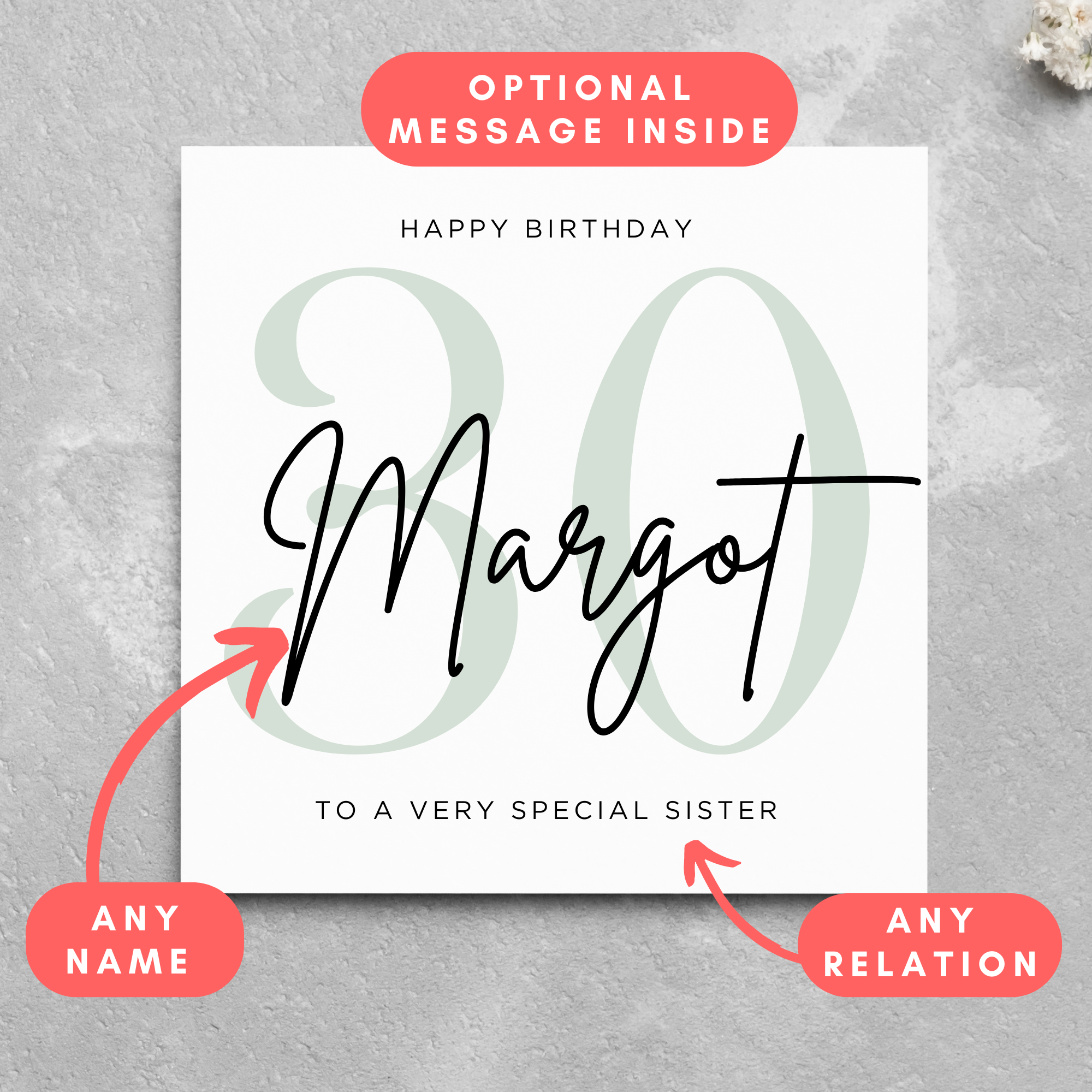 Personalised 30th Birthday Card Name Card
