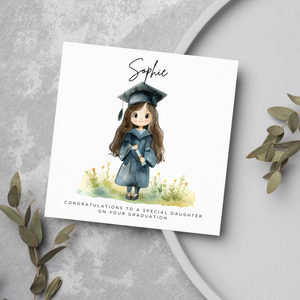 Personalised University College Graduation Girl Card
