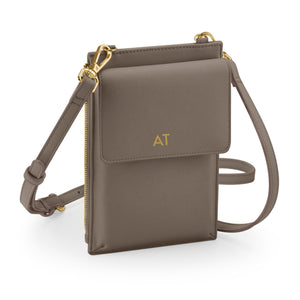 Personalised Initials Faux Leather Crossbody Phone Pouch Bag