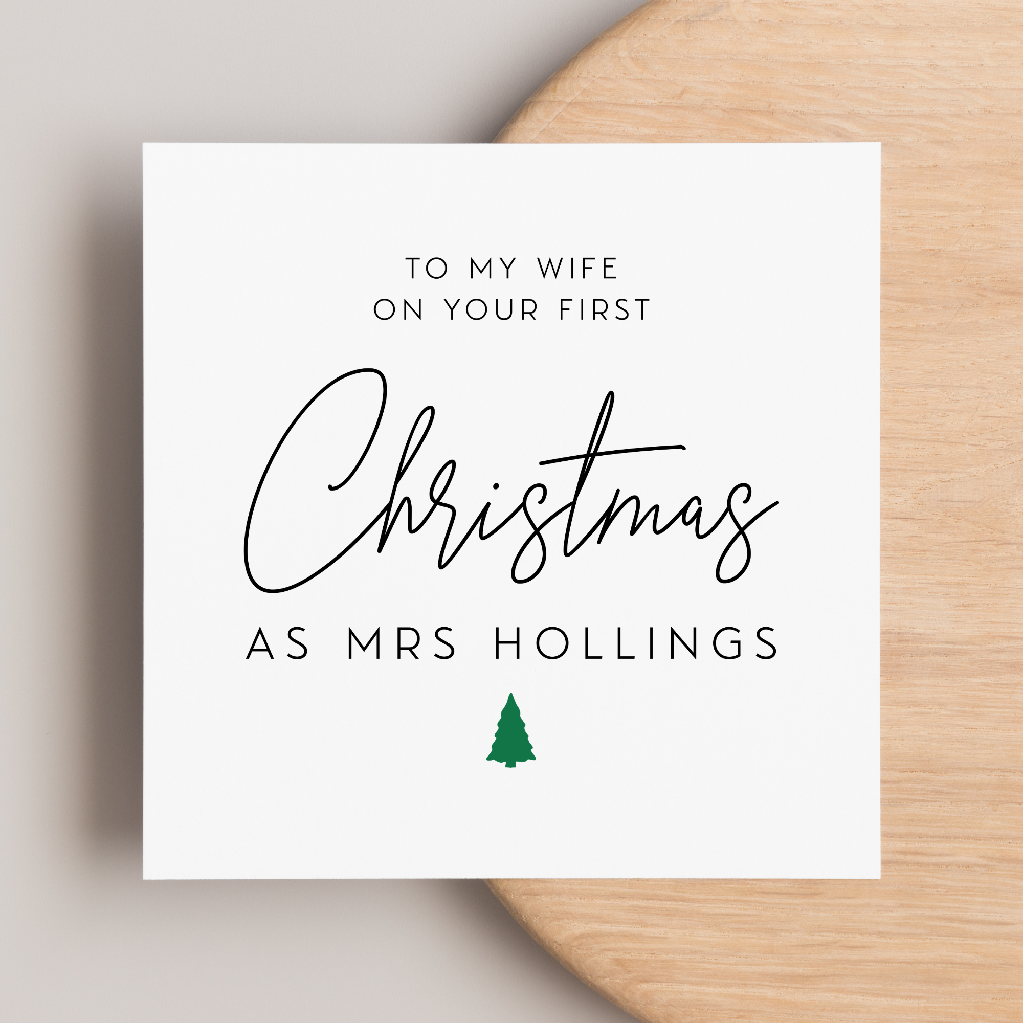 Wife First Christmas As Mrs Personalised New Surname Greeting Card
