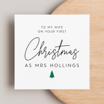 Load image into Gallery viewer, Wife First Christmas As Mrs Personalised New Surname Greeting Card
