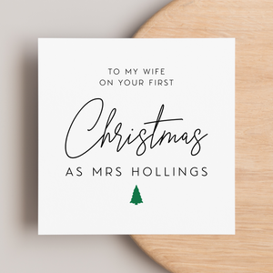 Wife First Christmas As Mrs Personalised New Surname Greeting Card