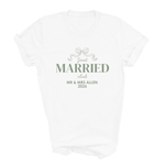 Load image into Gallery viewer, Just Married Club Personalised T-Shirt, Matching Newlywed Couple Honeymoon Tee
