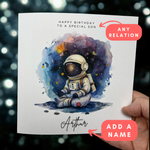 Load image into Gallery viewer, Personalised Astronaut Birthday Greeting Card
