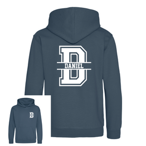 Kids Personalised Sport Hoodie Team Kit NAME & INITIAL Split Initial